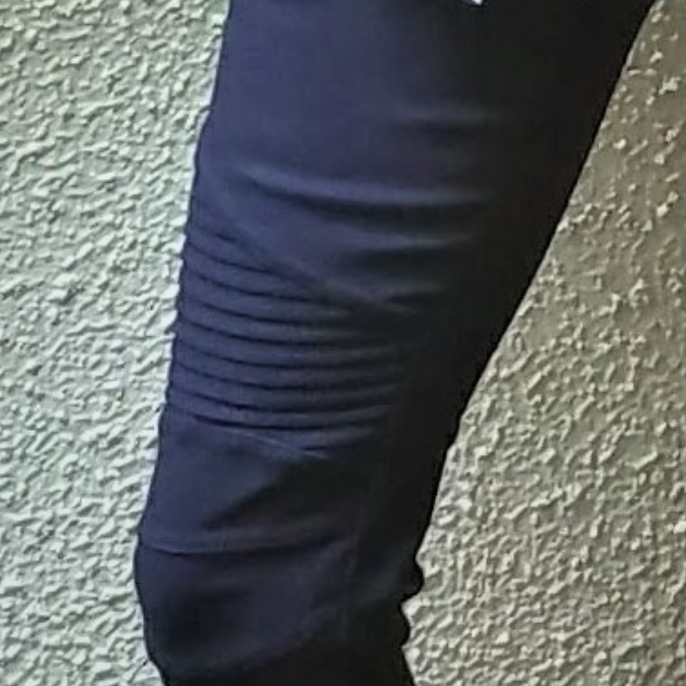 Super Flattering Navy Ankle Zip Moto Leggings - Picture 2 of 6